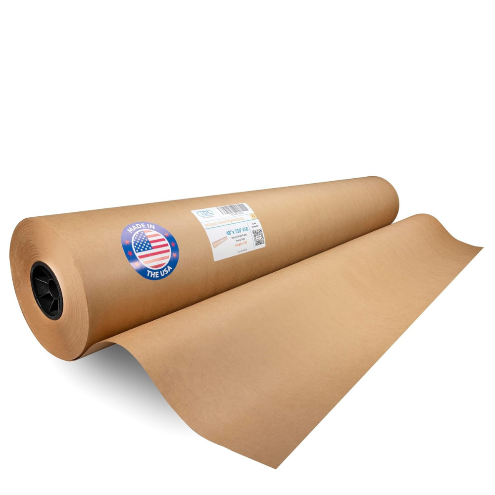 Untitled design (5) IDL Packaging 48" x 8640" (720 feet) - Brown Kraft Paper Roll - Image 1